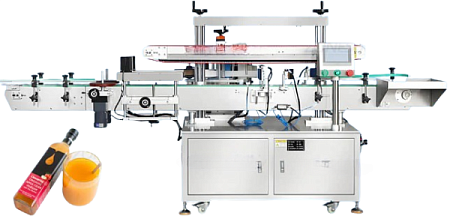 Этикетировочный комплекс для трехсторонней этикетки квадратных бутылок (с конвейером)